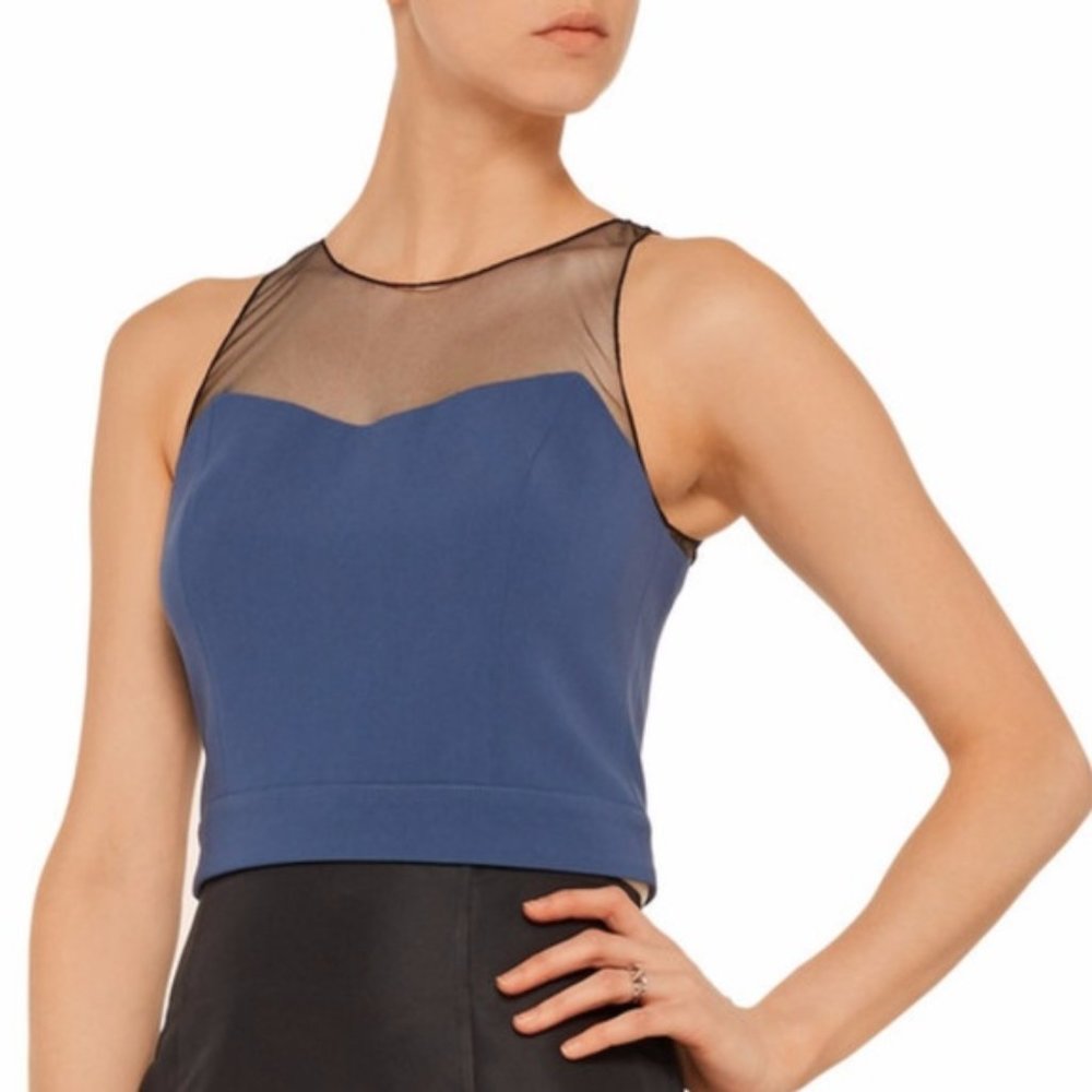 Noir Sachin & Babi Mesh-trimmed Crepe Top size XS